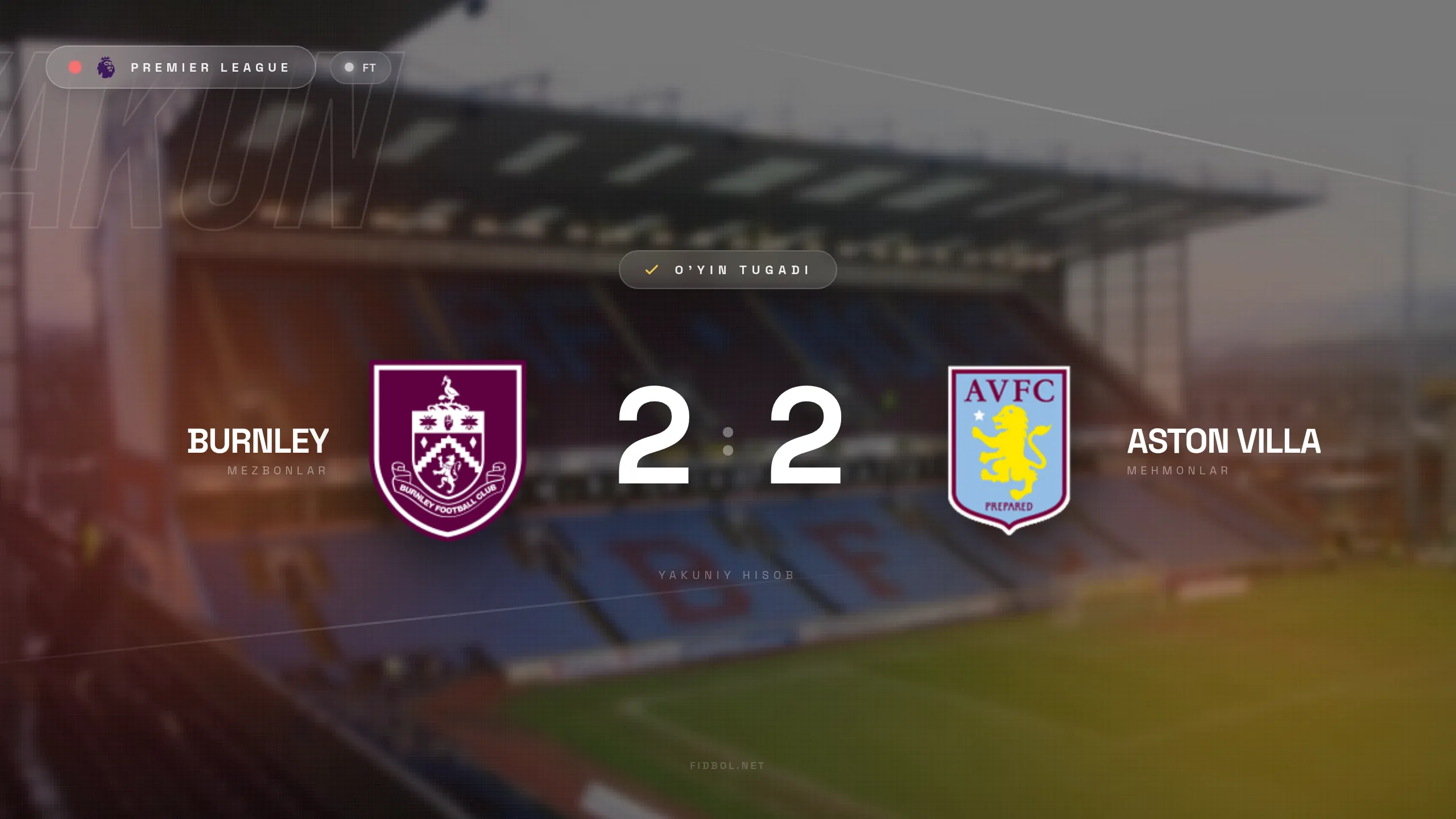 APL. Bёrnli va Aston Villa durang o'ynadi