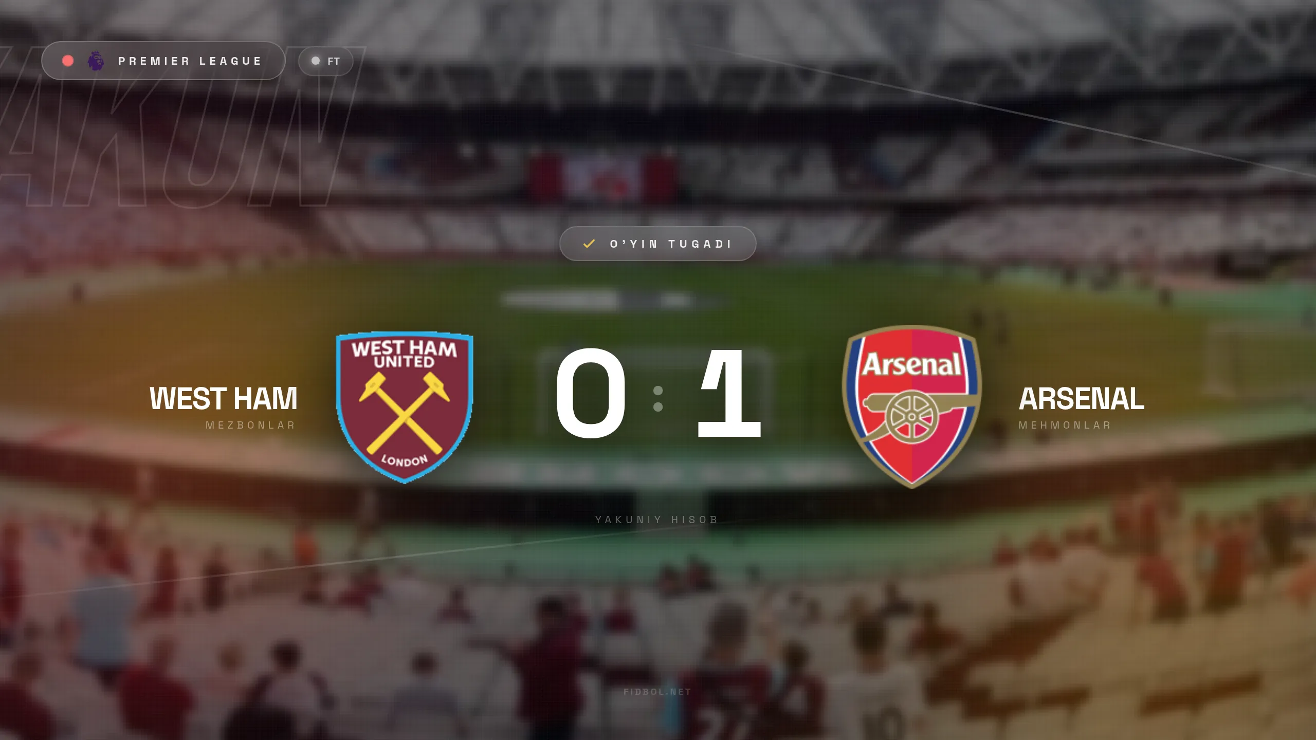 APL. Arsenal West Xem ustidan g'alaba qozondi