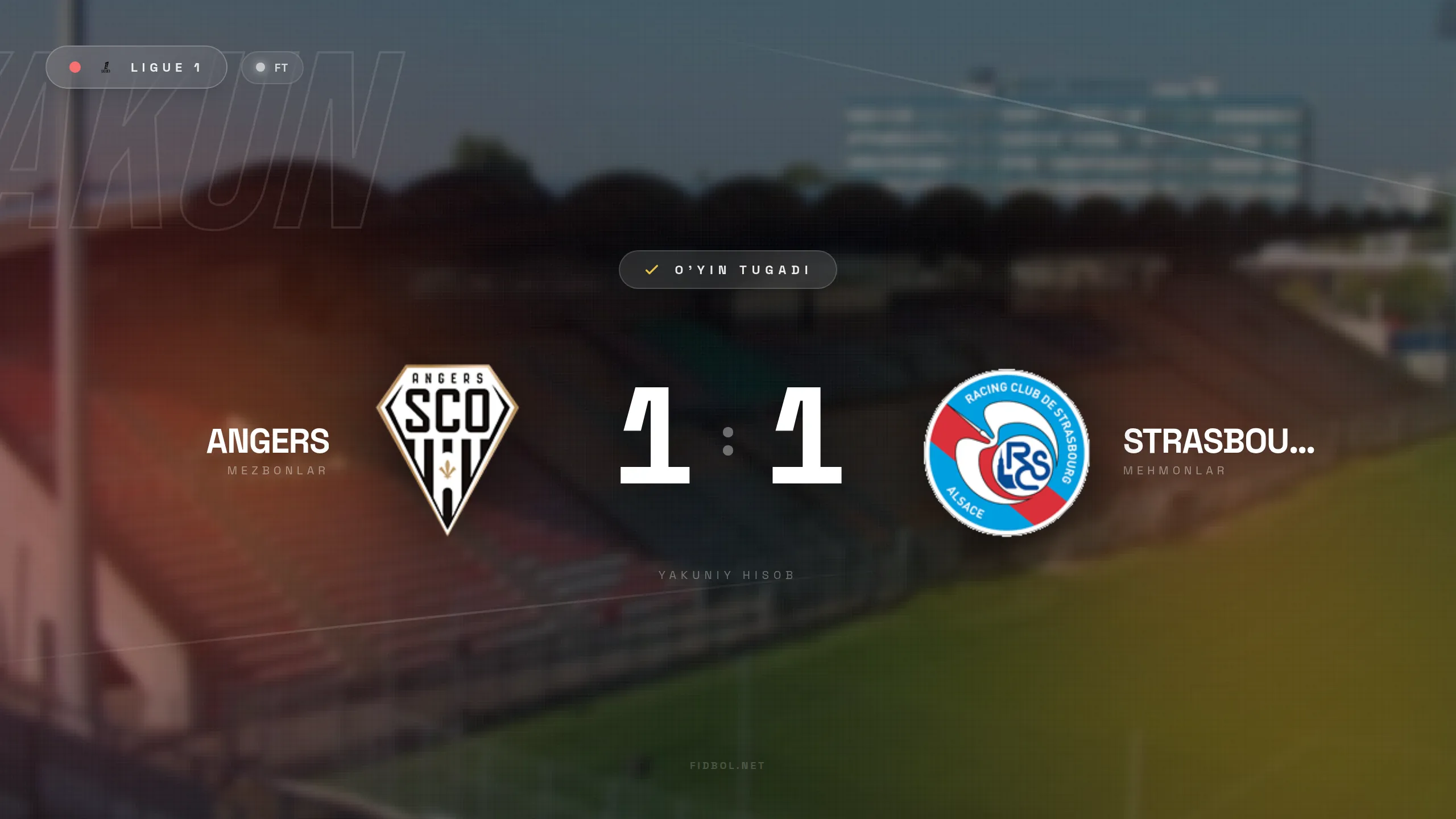 Liga 1. Anjer Strazbur bilan durang o'ynadi