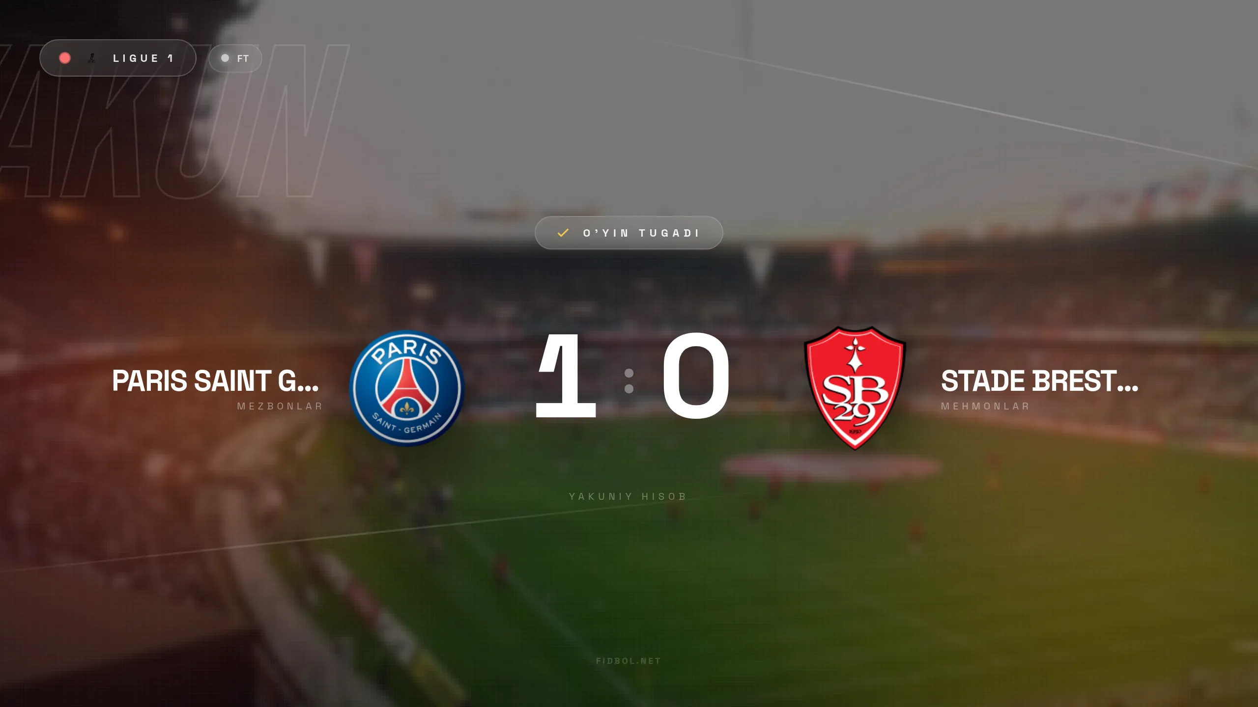 Liga 1. PSJ Brest ustidan g'alaba qozondi