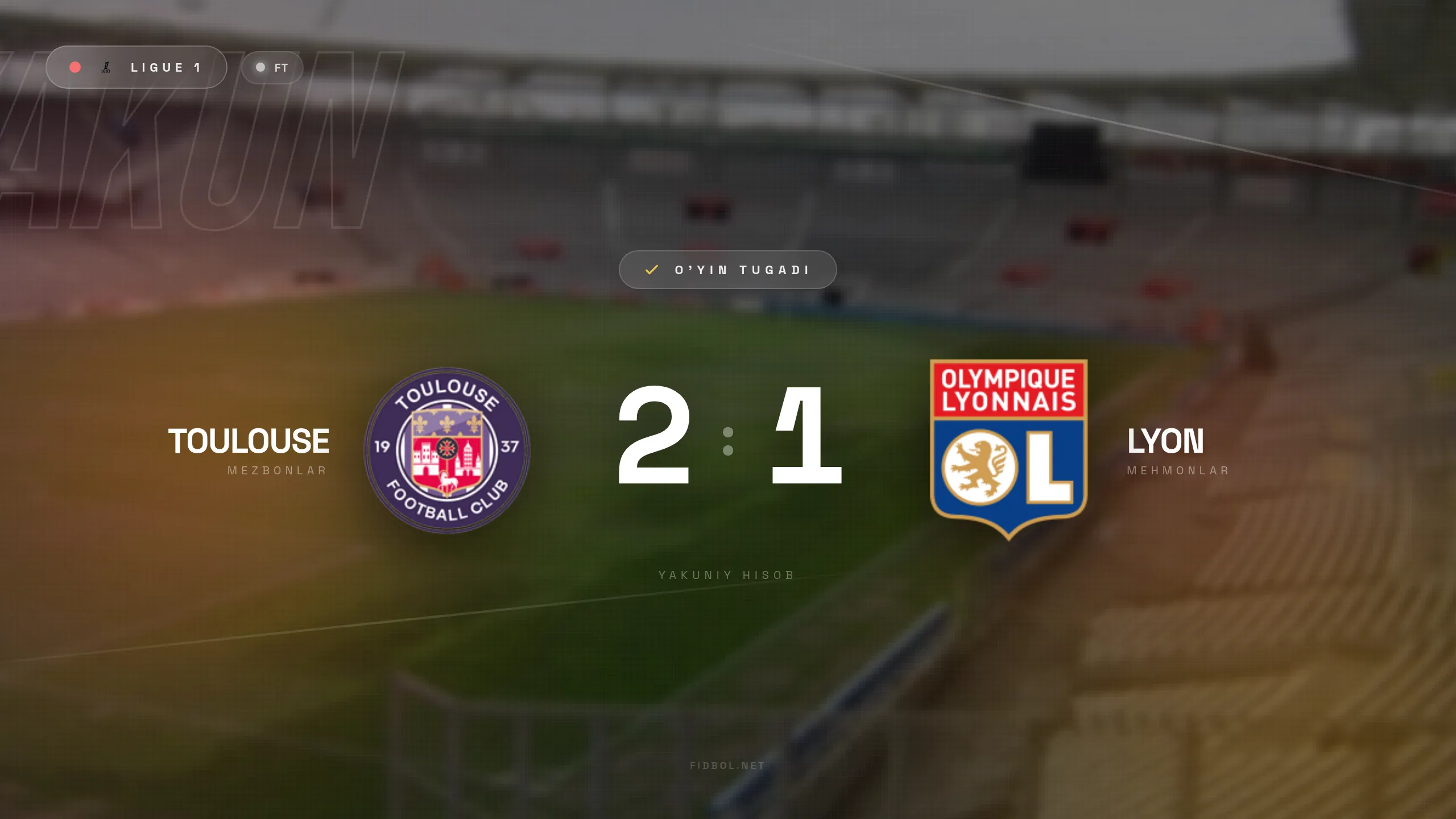 Liga 1. Tuluza Lionni mag'lub etdi
