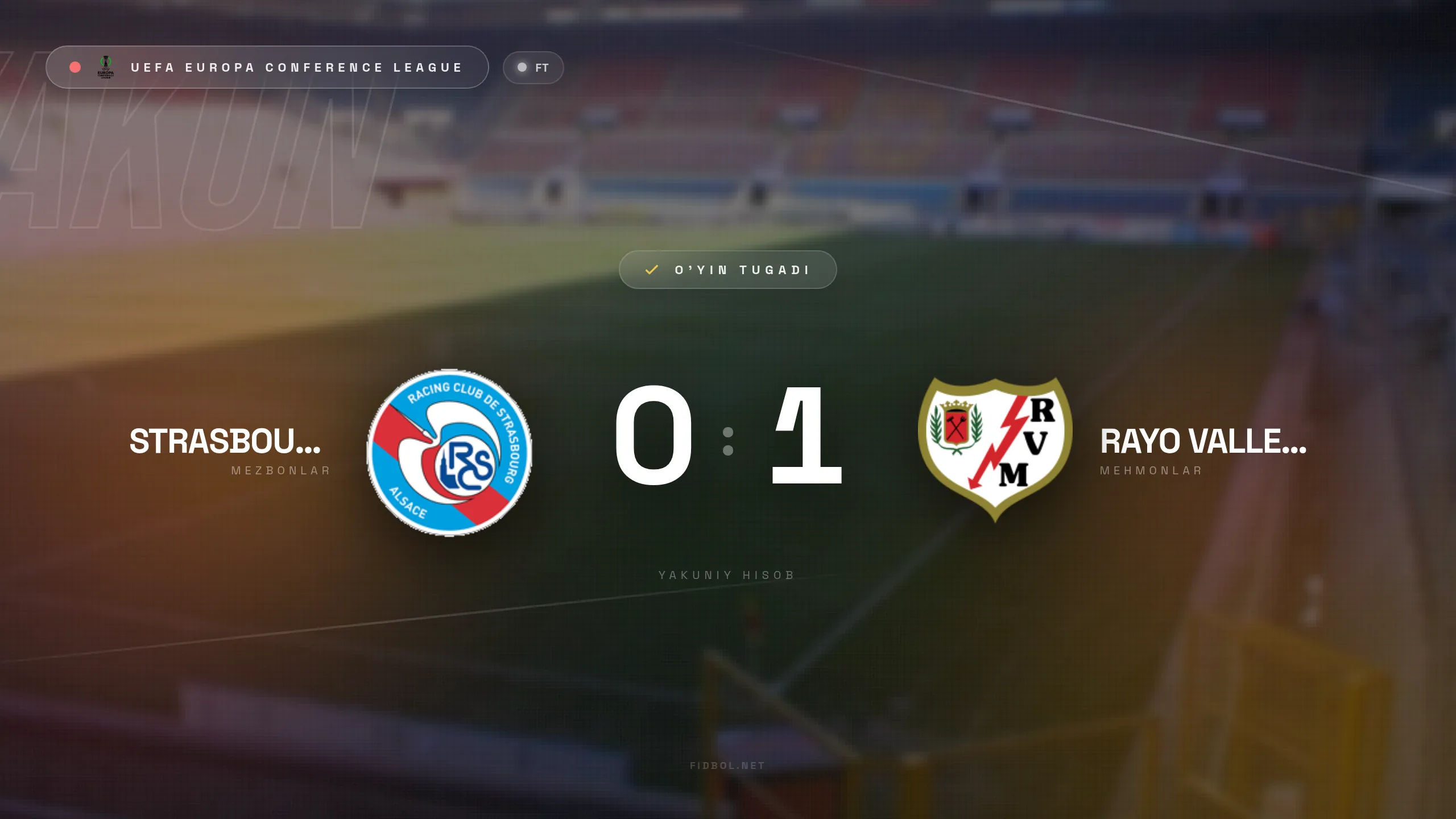 UEFA Yevropa Konferensiya Ligasi. Strazbur Rayo Valekano ustidan mag'lub bo'ldi