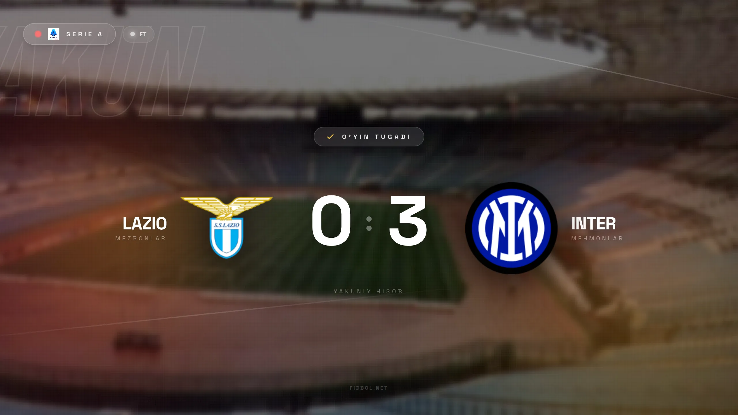 Seriya A. Inter Latsio ustidan g'alaba qozondi