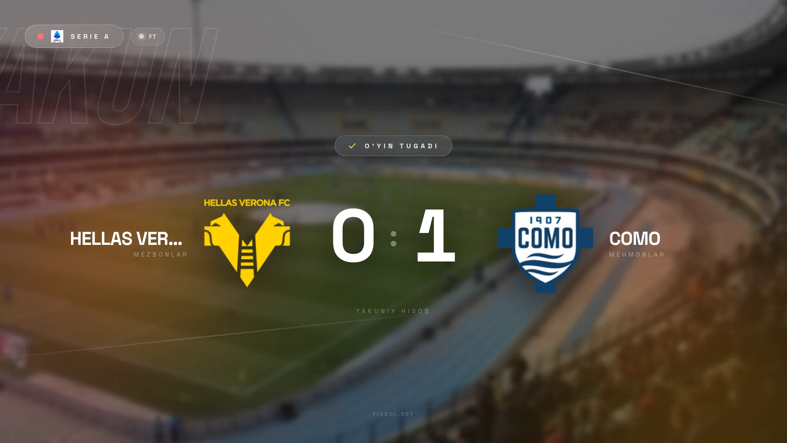 Seriya A. Komo Verona ustidan g'alaba qozondi