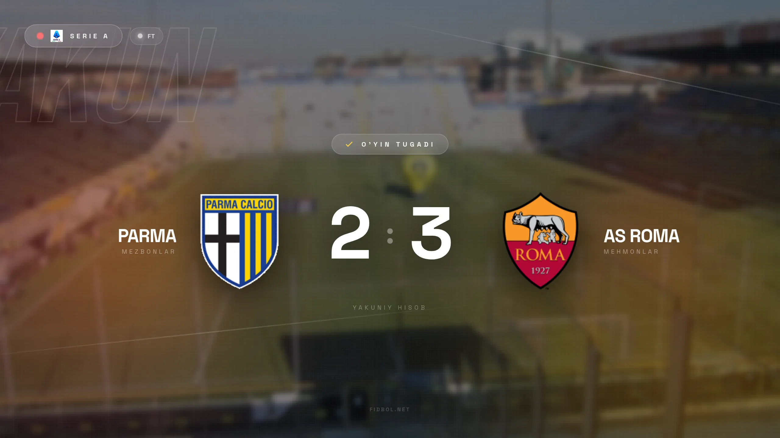 Seriya A. Parma Roma ustidan mag'lubiyatga uchradi