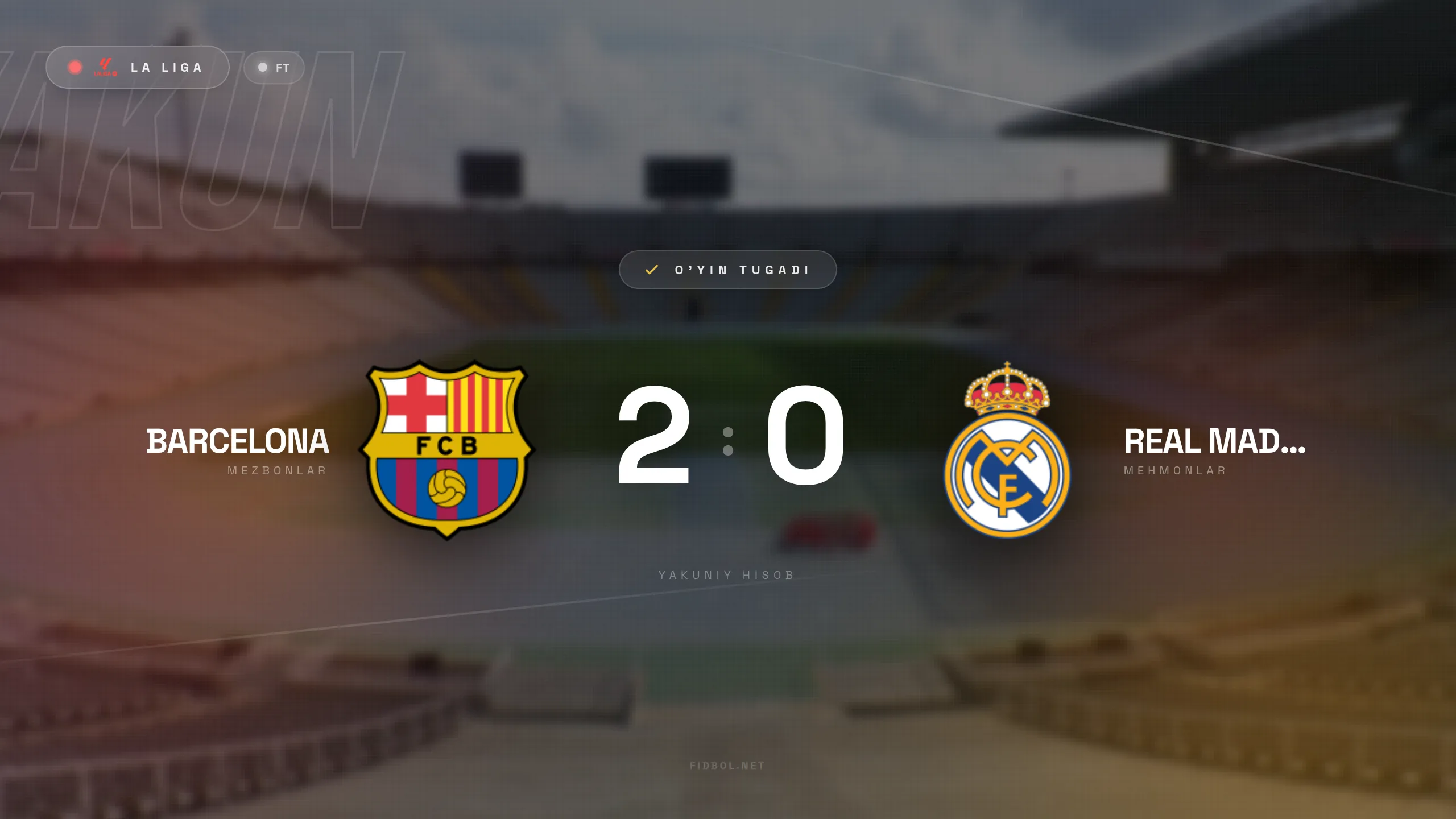 La Liga. Barselona Real Madrid ustidan g'alaba qozondi