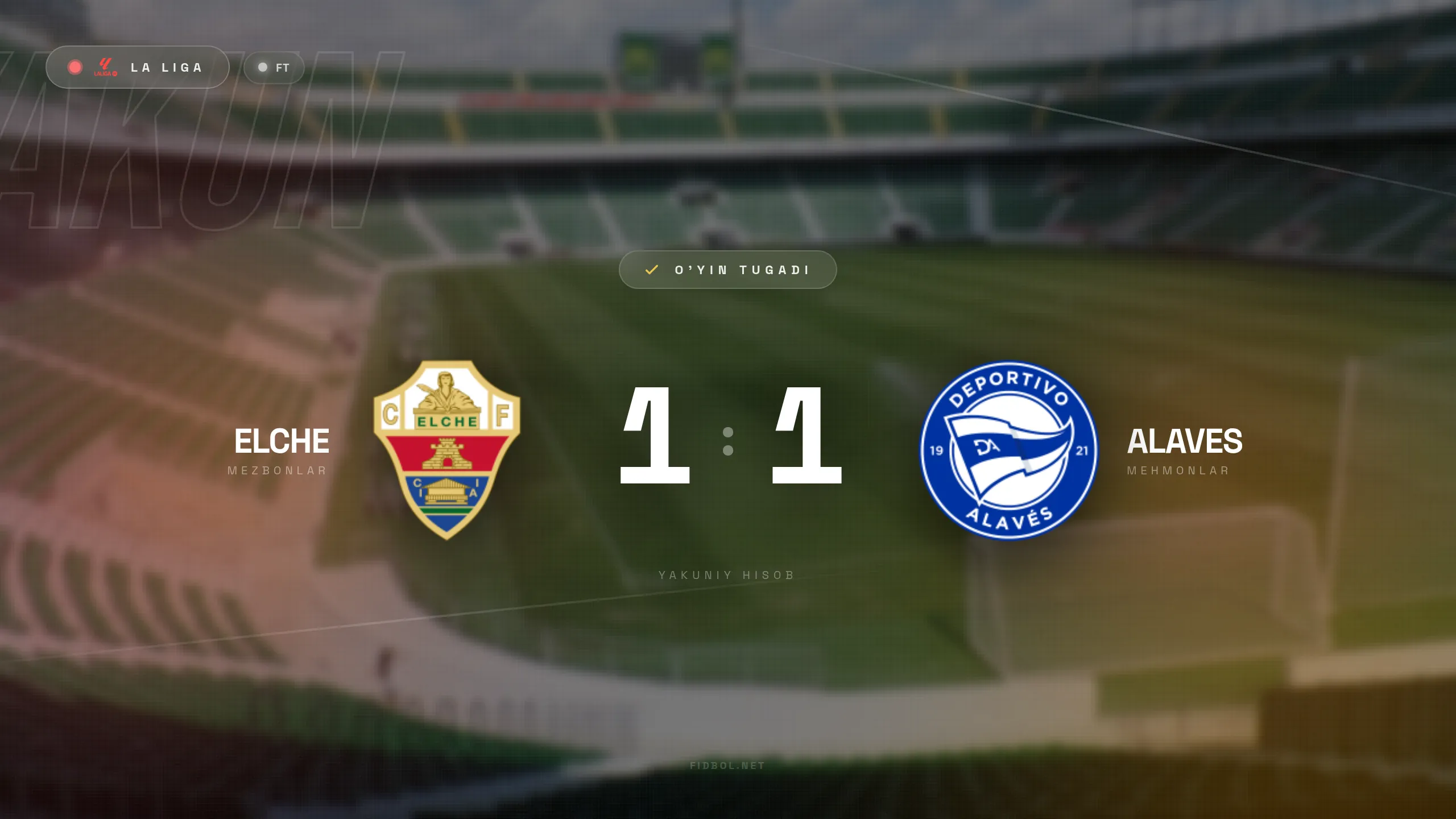 La Liga. Elche Alaves bilan durang o'ynadi