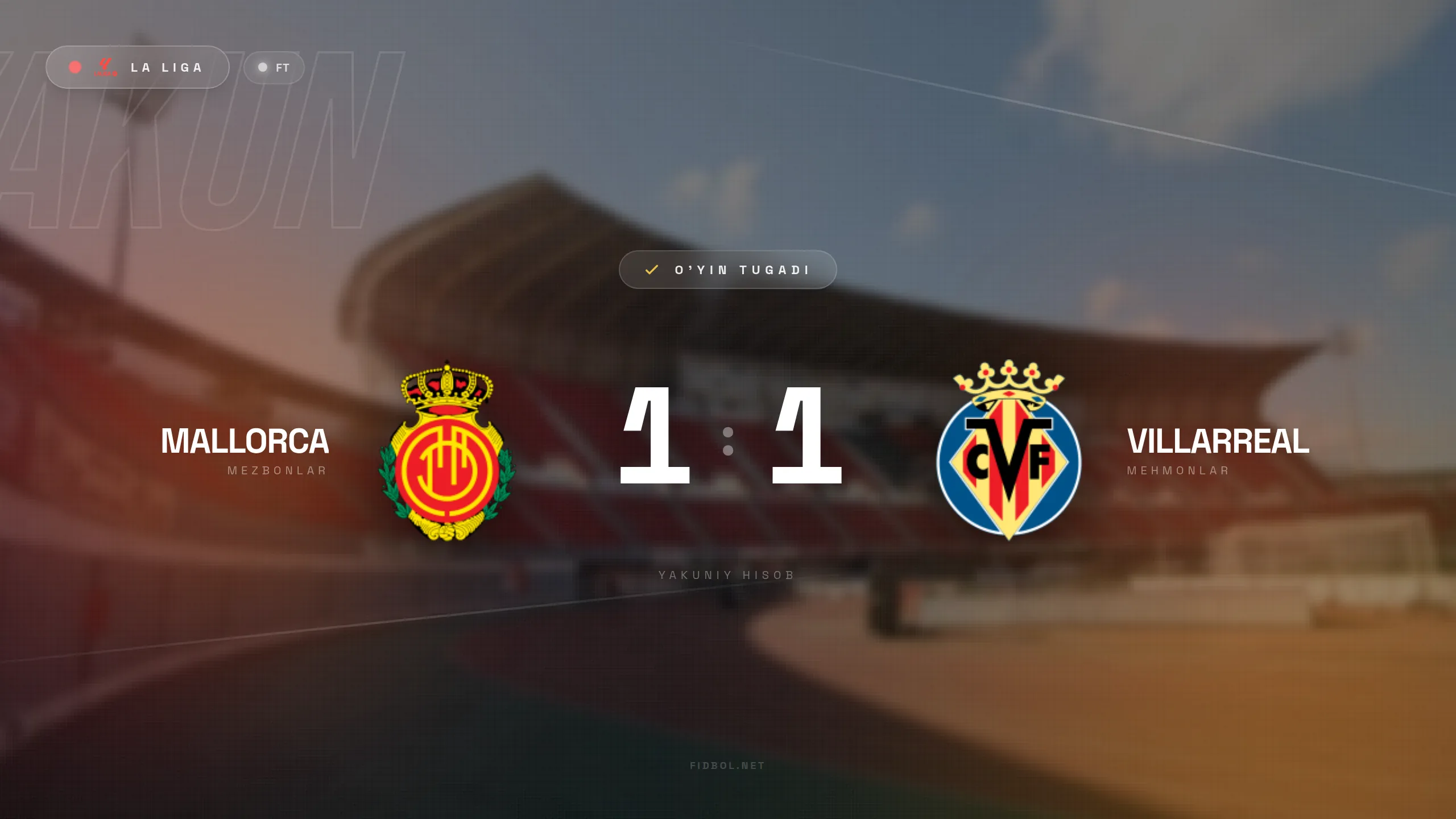 La Liga. Mallorka Villarreal bilan durang o'ynadi