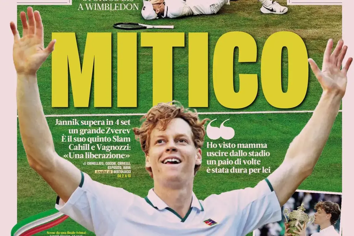 Wimbledon. Sinner Zverevni mag'lub etib, tarixiy g'alabaga erishdi